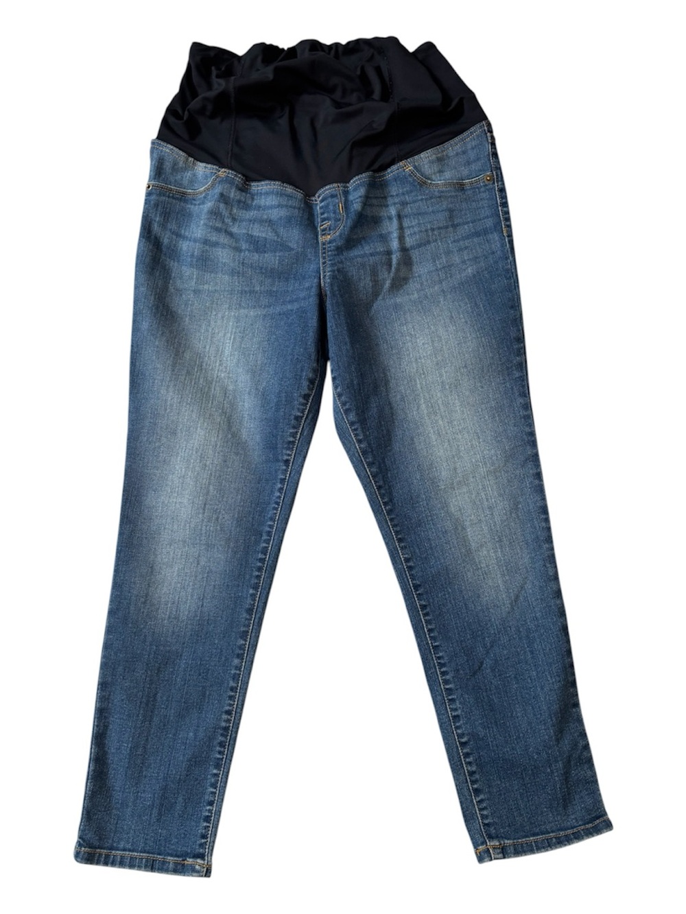 Isabel Maternity Jeans, Stretch Panel Skinny Crop Denim, Size 10, Faded